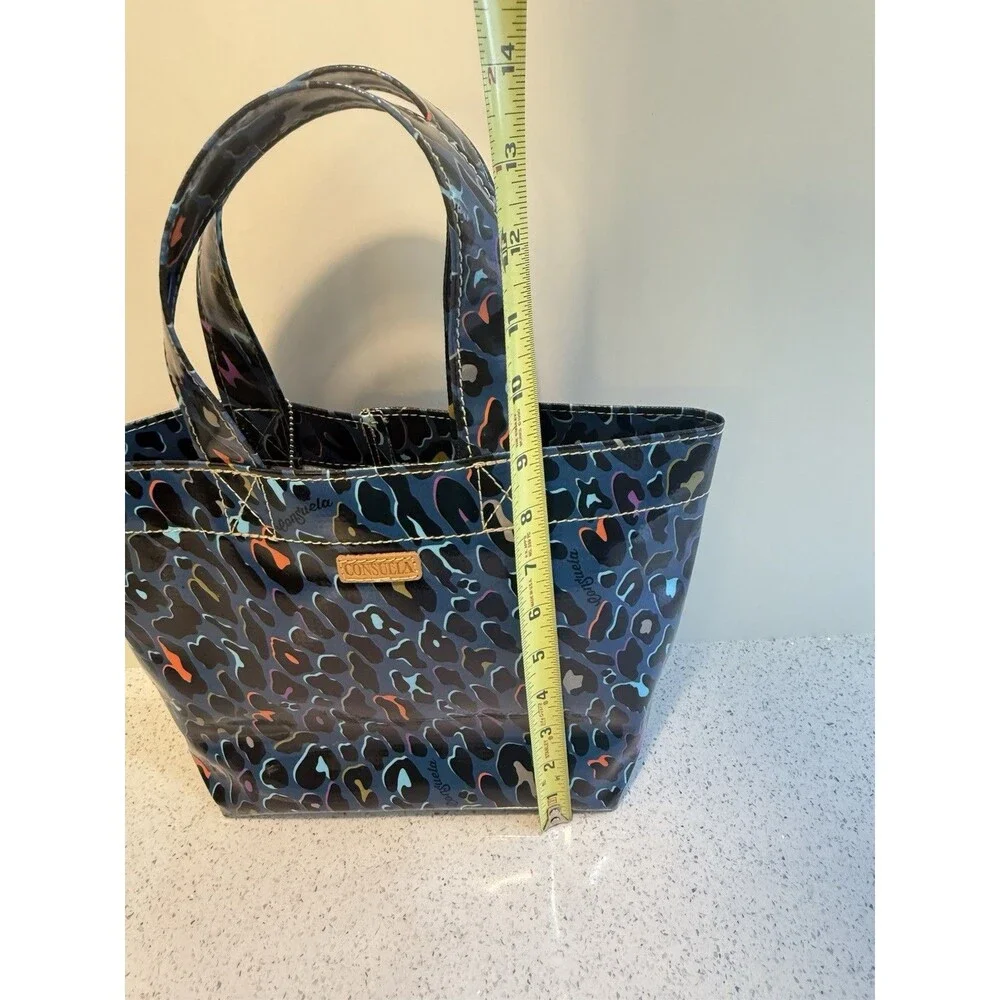 Consuela Grab N Go Mini Tote Purse Leopard Print Vinyl Double Handle Bag NWT